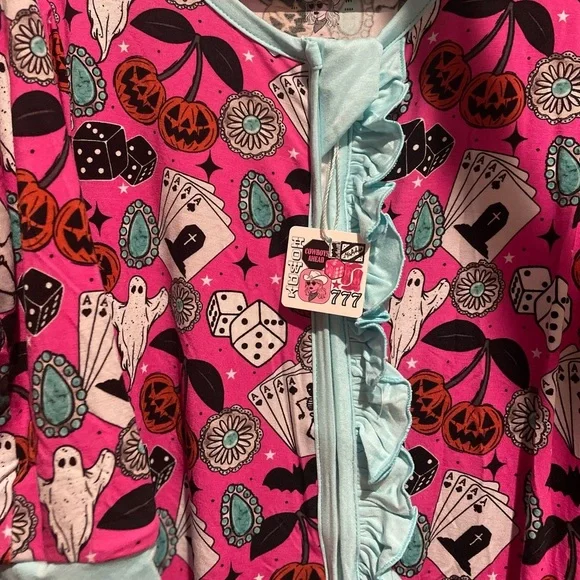 Saddleandsage Baby Girl Bamboo Zippy Pink Halloween - Picture 2 of 3